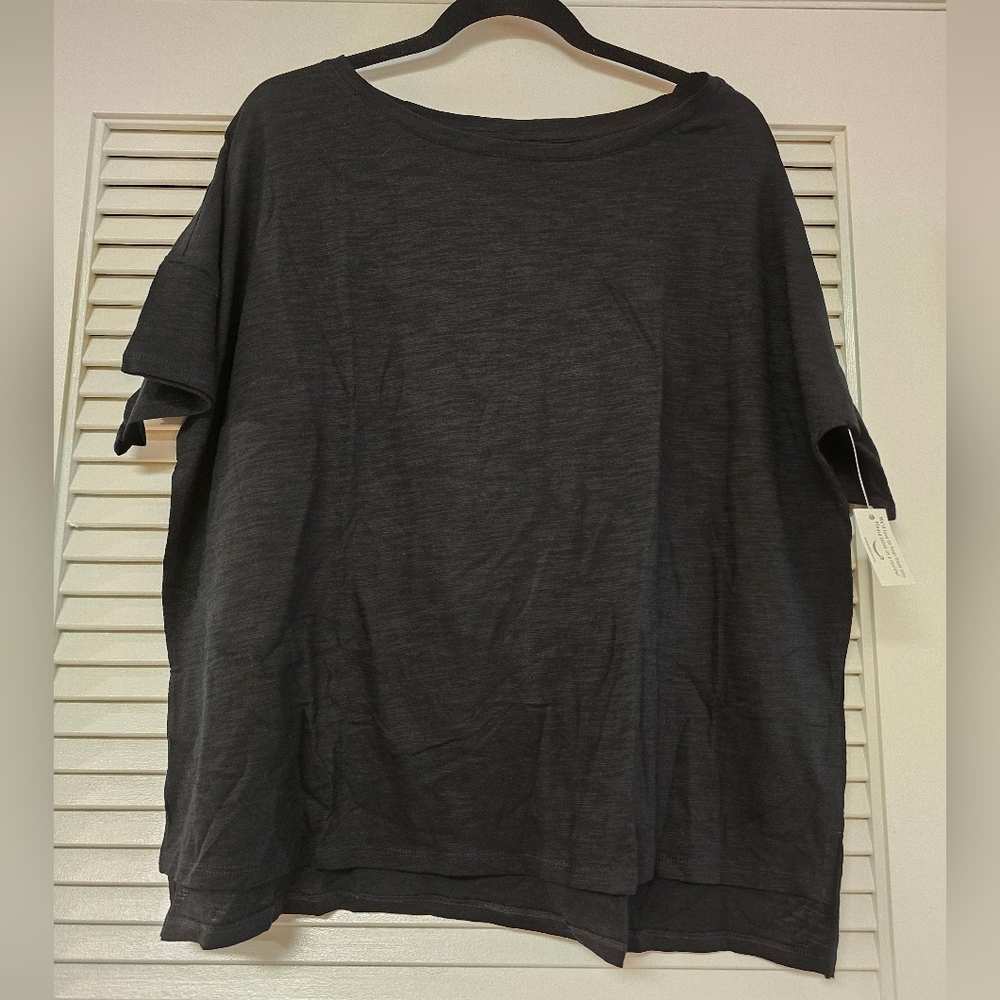 Daily Ritual- (NWT) 100% Cotton Plain Black Short-Sleeve Loose-Fit Shirt